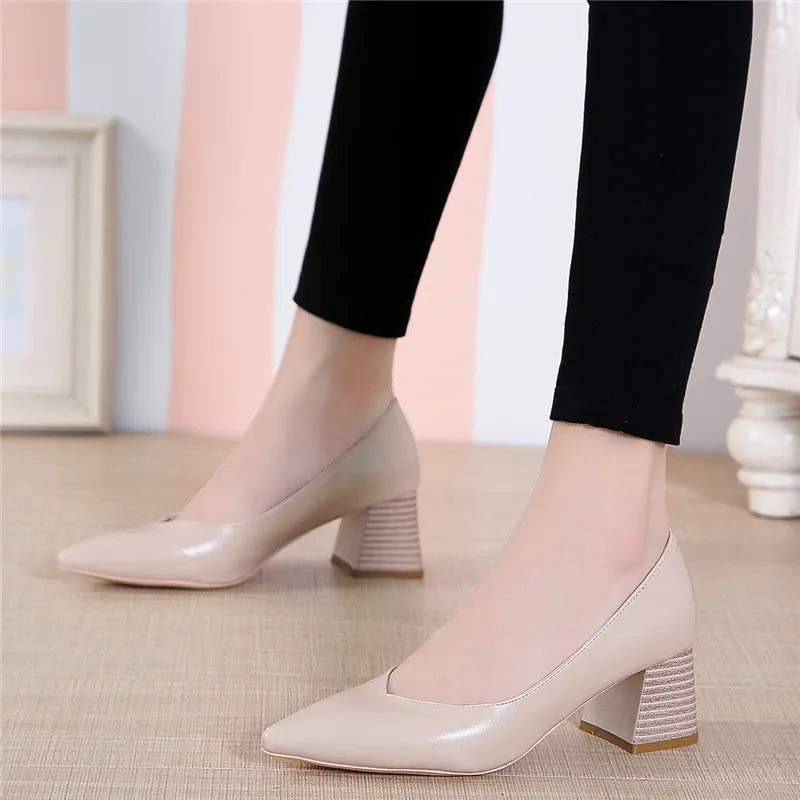 Pointed Thick Heel European Style - Divawearfashion