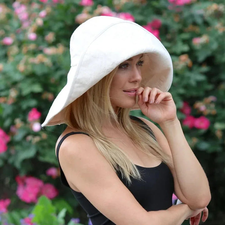 Foldable Cotton Linen Beach Hat - Divawearfashion