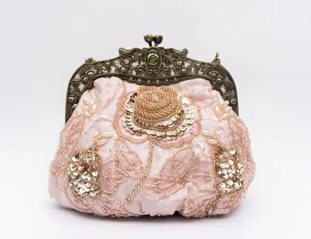 Vintage Embroidered Beaded Evening Bag  - Divawearfashion