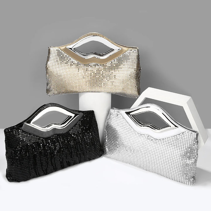 Black Gold Silver Sequin Clutch - Divawearfashion