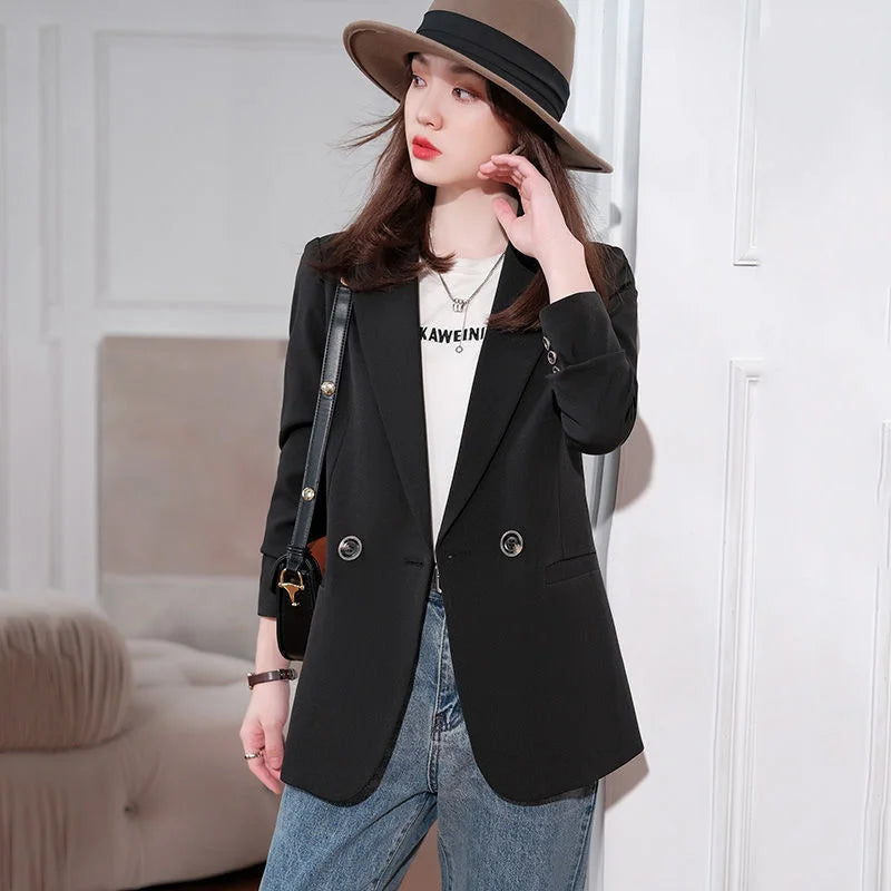 Long Sleeve Casual Office Ladies Blazer Tops - Divawearfashion