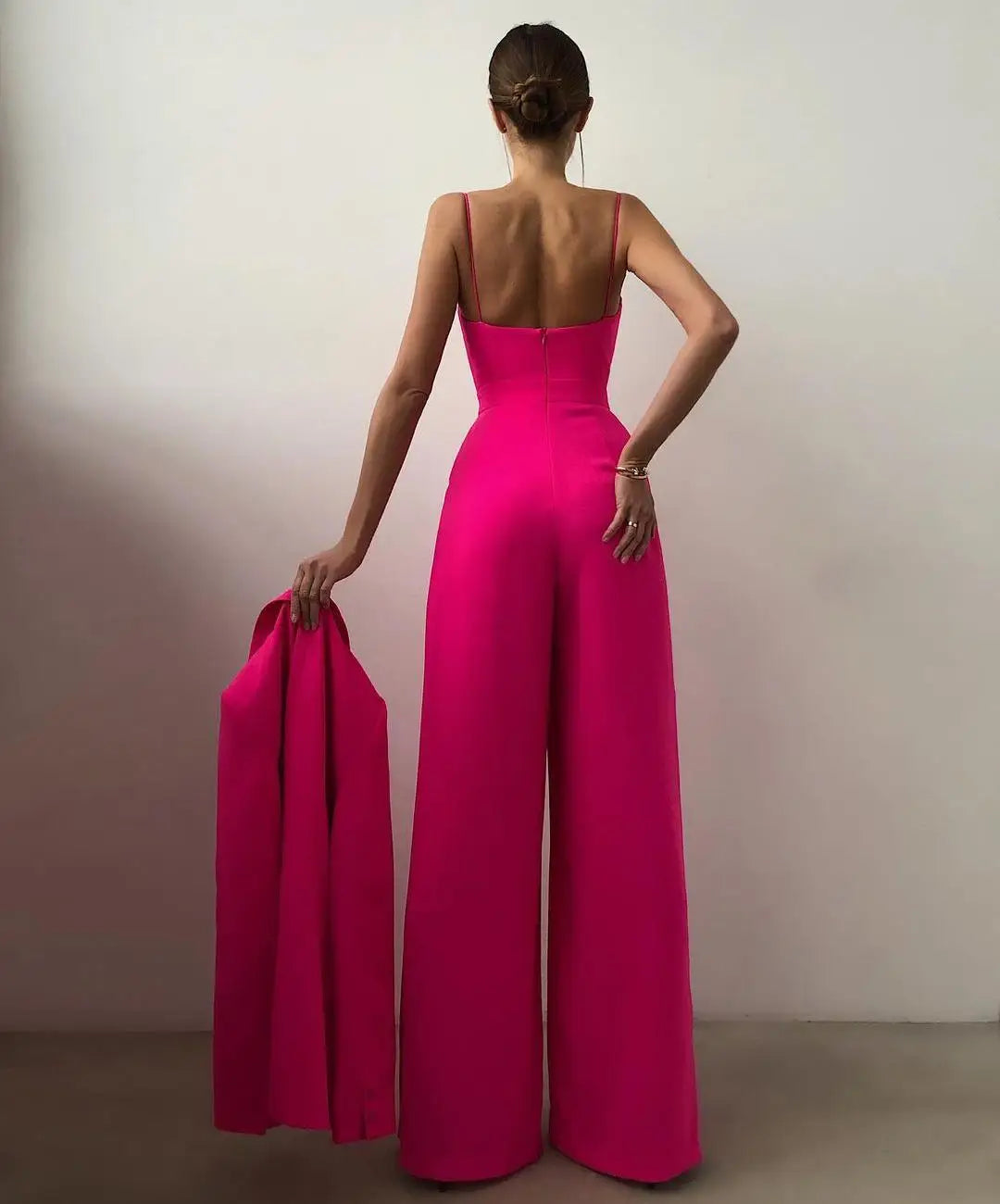 Spaghetti Strap Wide Leg Pants Jumpsuits - Divawearfashion