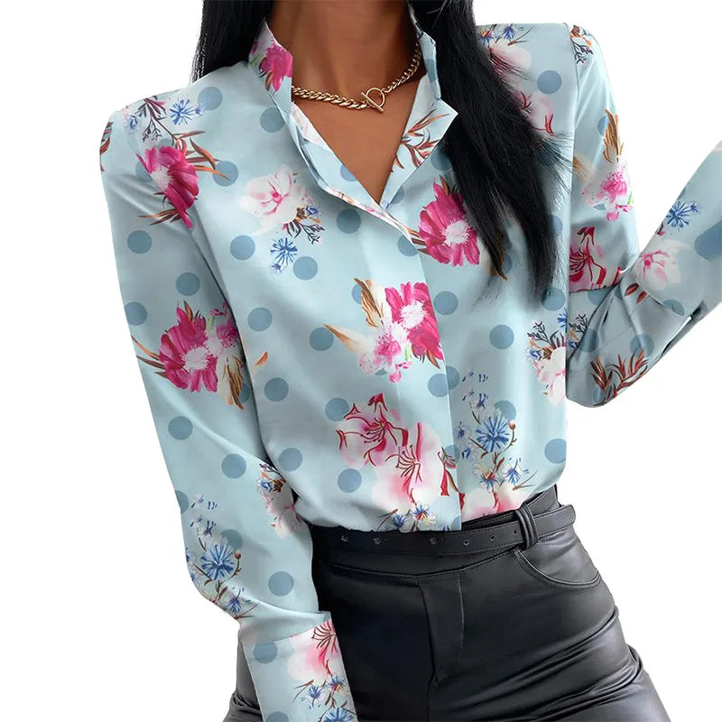 Plus Size Stand Collar Long Sleeve Blouses - Divawearfashion