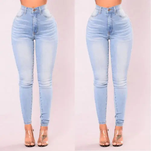 Skinny High Waist Stretch Lady Jeans - Divawearfashion
