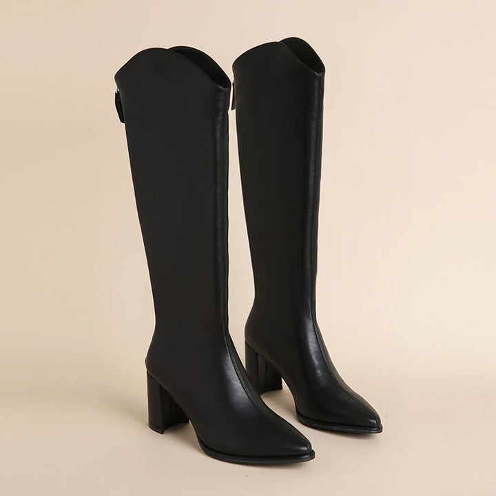 Plus Size 34-43 New Women Boots Zipper with Short Heels - Divawearfashion