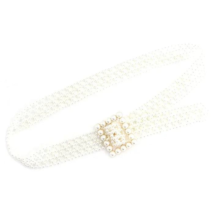 Inlaid Pearl Girdle Decoration Wide Elastic Chain - Divawearfashion