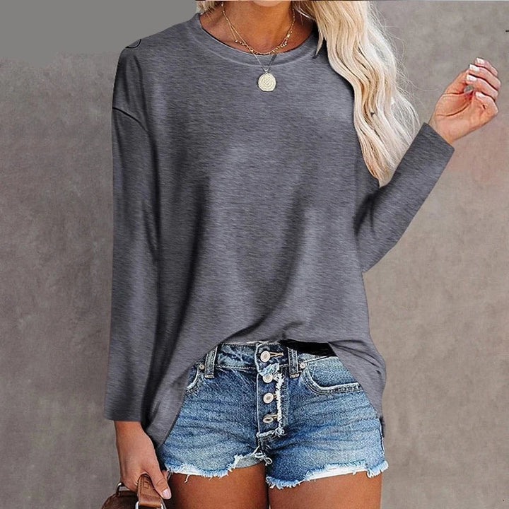 Cotton Long Sleeve O Neck Pullover - Divawearfashion