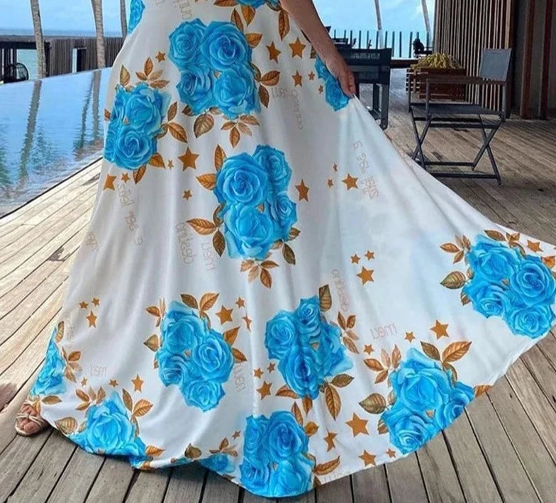 2 PCS Floral Print Crop Top & Maxi Skirt Set - Divawearfashion