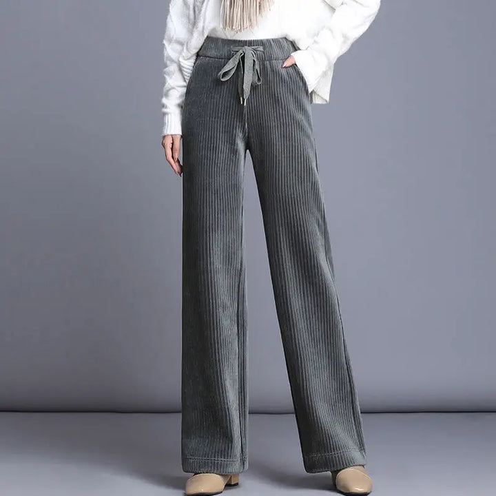 Corduroy High Waist Wide Leg Pants - Divawearfashion