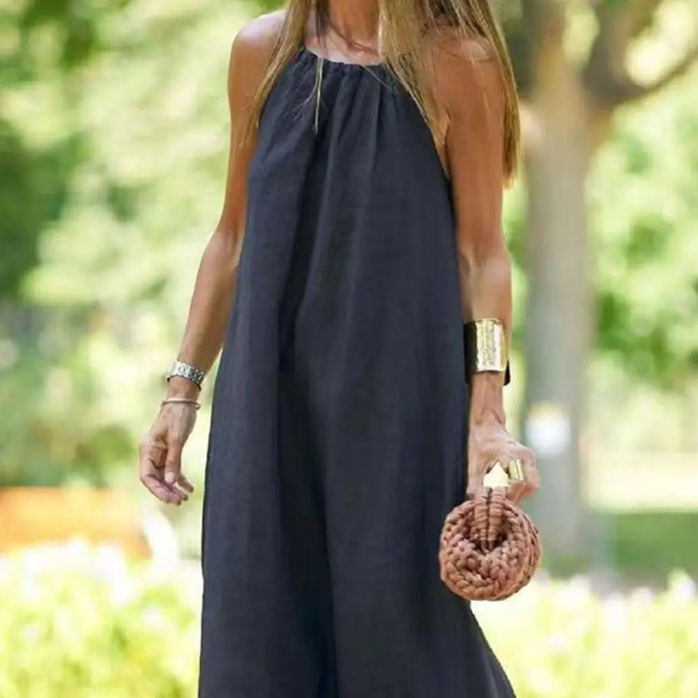 Sleeveless Side Split Ankle Length Summer Dress 