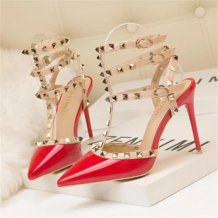 Rivet High Heels Sexy Pumps - Divawearfashion