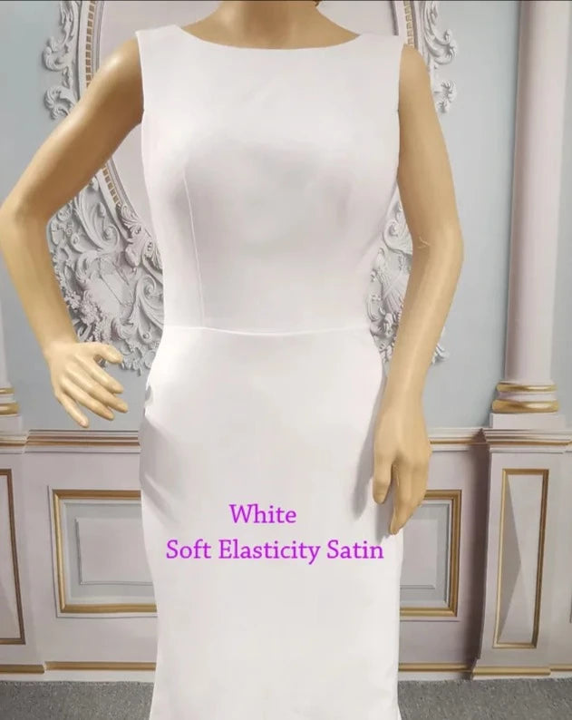 Soft Satin V Back Bohemian Mermaid Wedding Dress - Divawearfashion