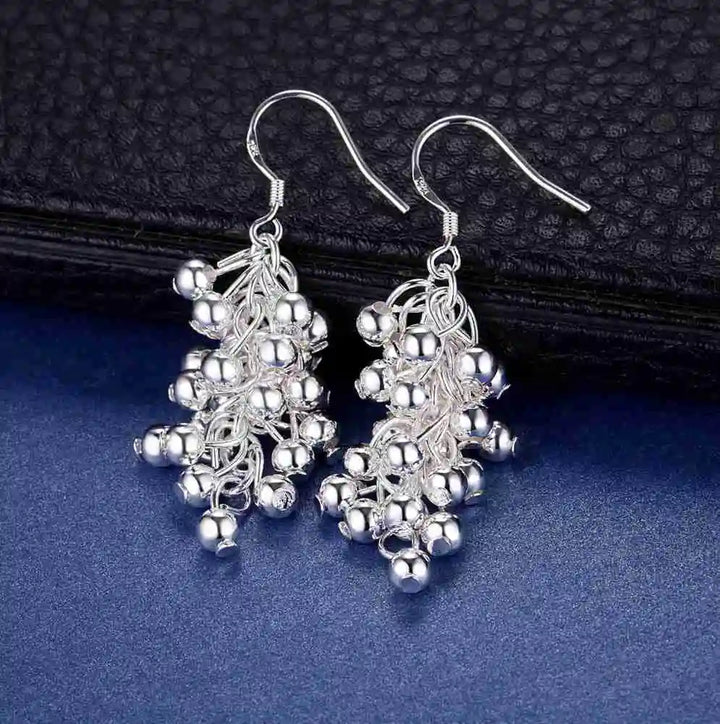 925 Sterling Silver Creative Grape Beads Drop Earrings - Divawearfashion