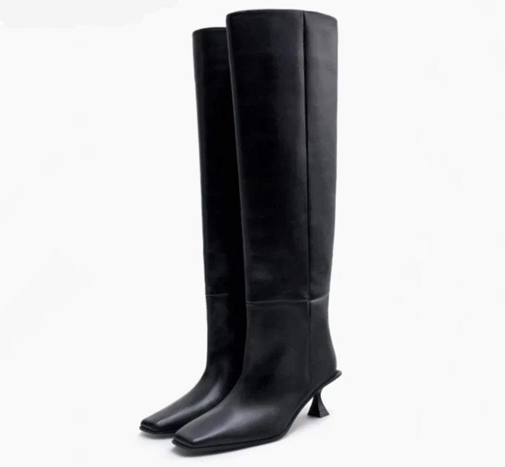 High Heels Genuine Leather Boots - Divawearfashion