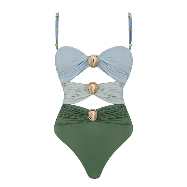Hollow One Piece Swimsuit With Cover Up - Divawearfashion