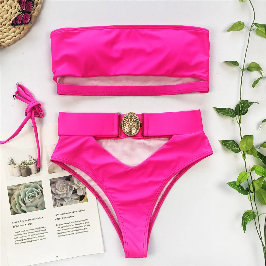 Strapless High Waist Bikini Set