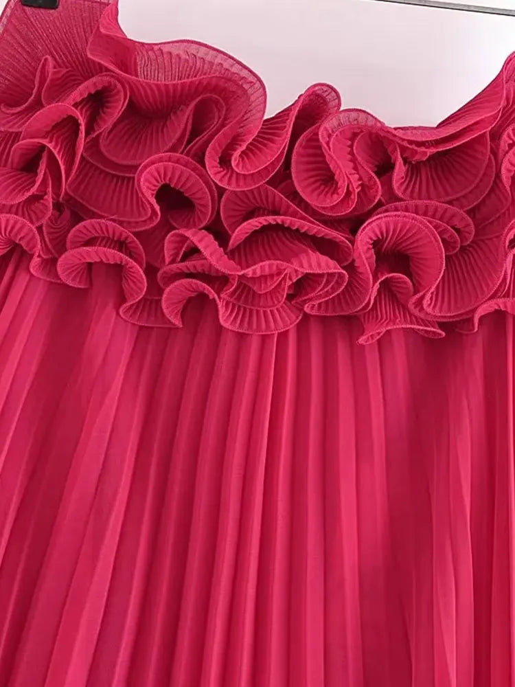 Strapless Ruffles High Waist Pleated Short Dresses 