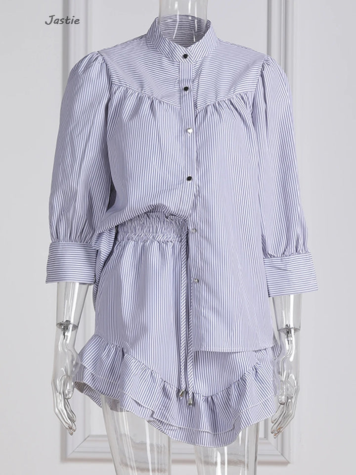 Summer Casual Shirts And Short Skirt Sets 