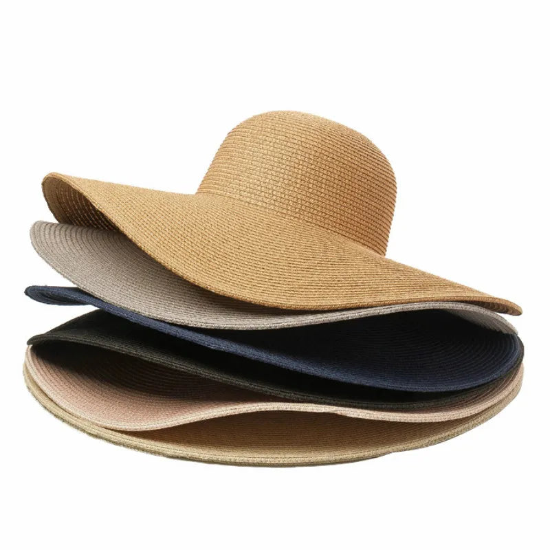 Floppy Wide Brim Foldable Straw Hat - Divawearfashion