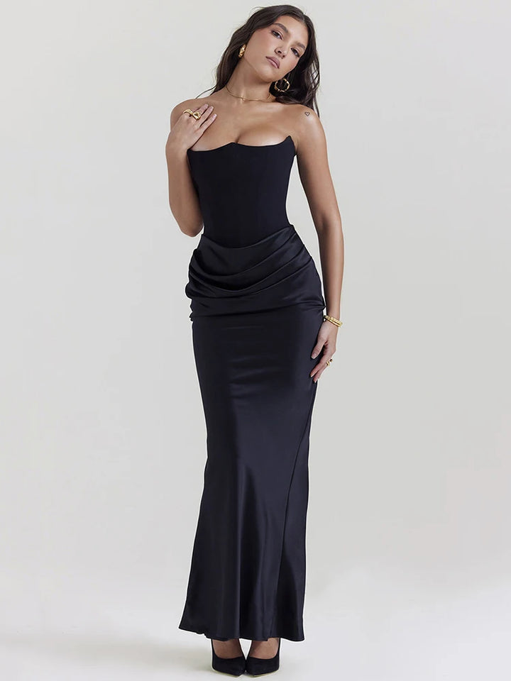 Strapless Bodycon Off-Shoulder Long Maxi Dress - Divawearfashion