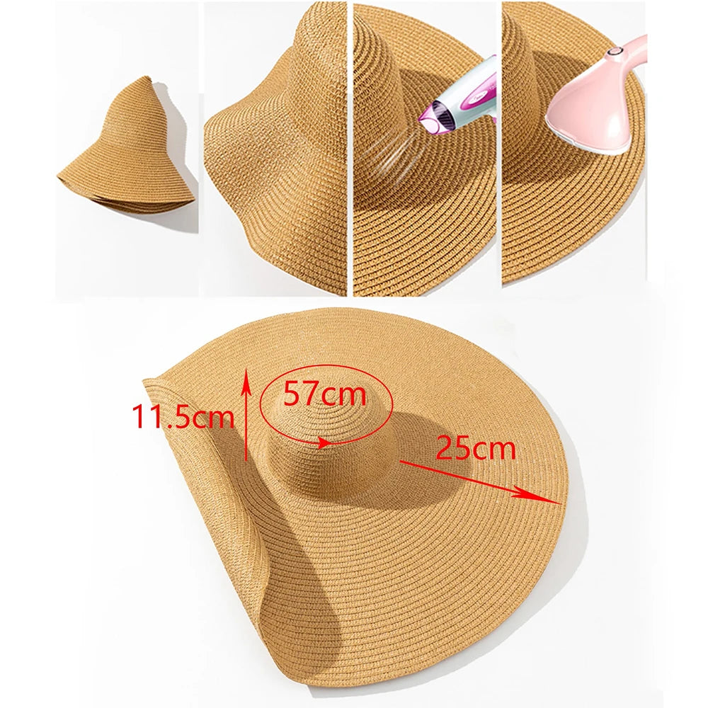 Large Wide Brim Foldable Sun Hat - Divawearfashion