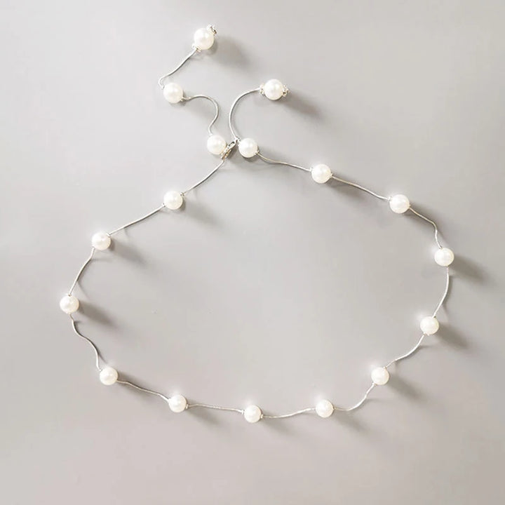 Elegant Pearl Thin Chain Women's Belt - Divawearfashion