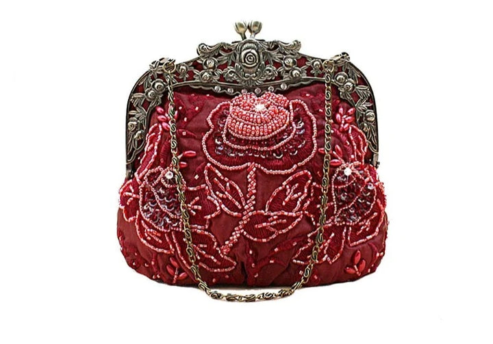 Vintage Embroidered Beaded Evening Bag  - Divawearfashion