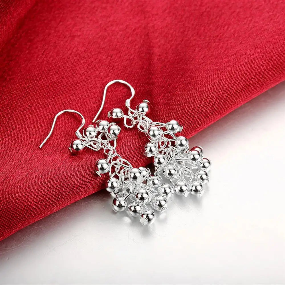 925 Sterling Silver Creative Grape Beads Drop Earrings - Divawearfashion