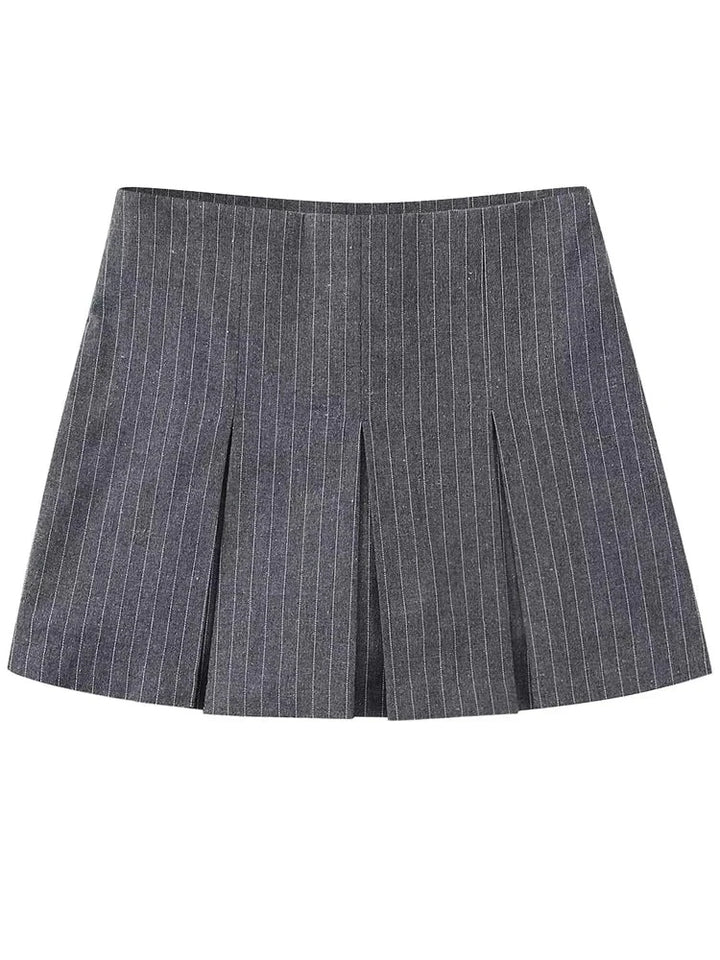 Grey Pleated High Waist Skorts - Divawearfashion