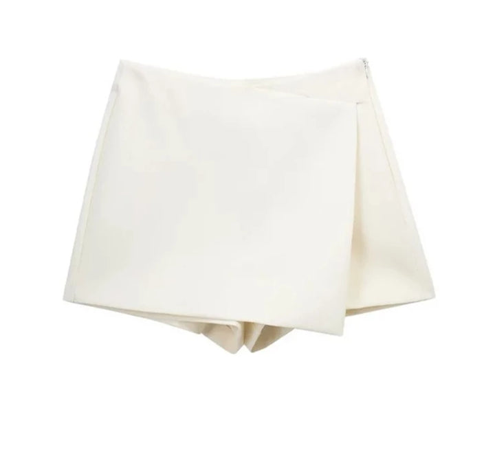 Asymmetric Shorts Skirts High Waist Side Zipper Skort - Divawearfashion