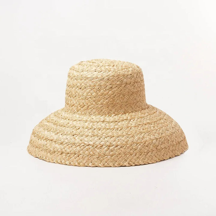 Hand-knitted Raffia Retro Sunscreen Beach Straw Hat with Lacing - Divawearfashion