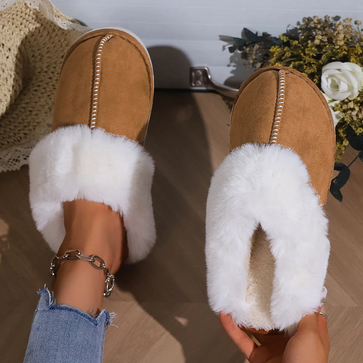 Soft Sole Faux Cotton Fluffy Slippers - Divawearfashion