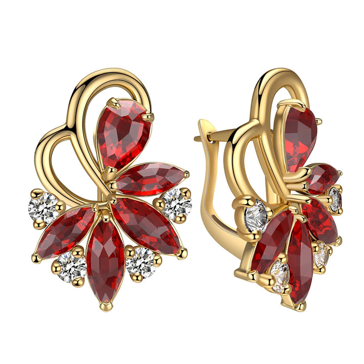 4 Color Noble Natural Zircon Flower Stud Earrings - Divawearfashion