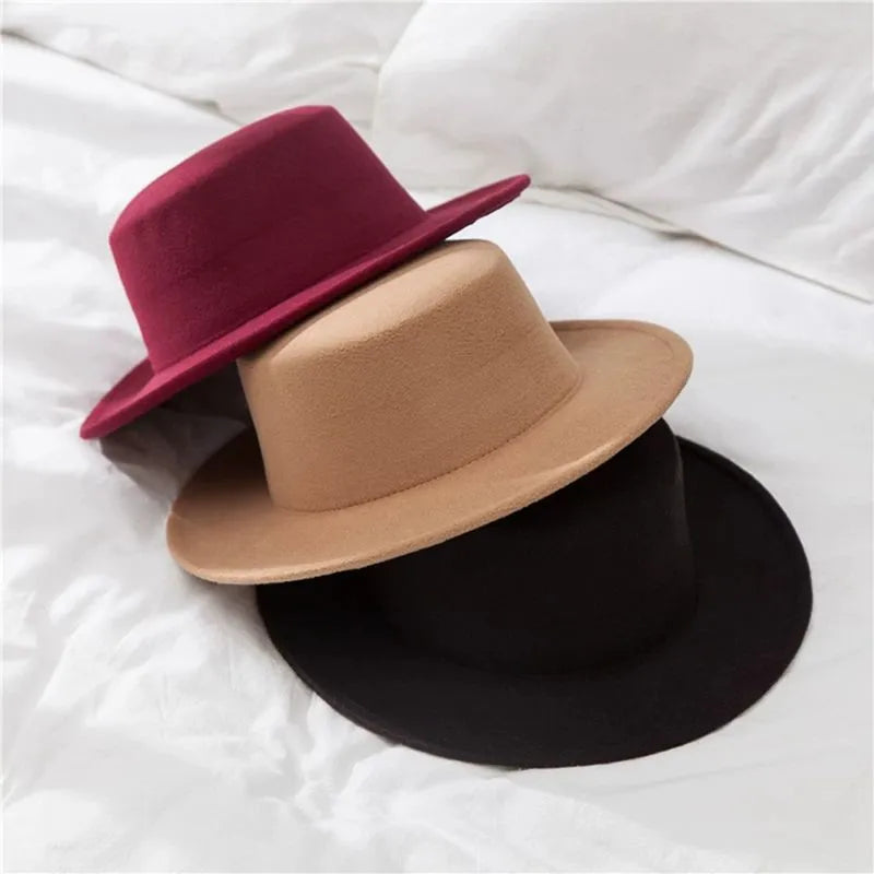 Woolen Flat Top Fedoras Hats  - Divawearfashion