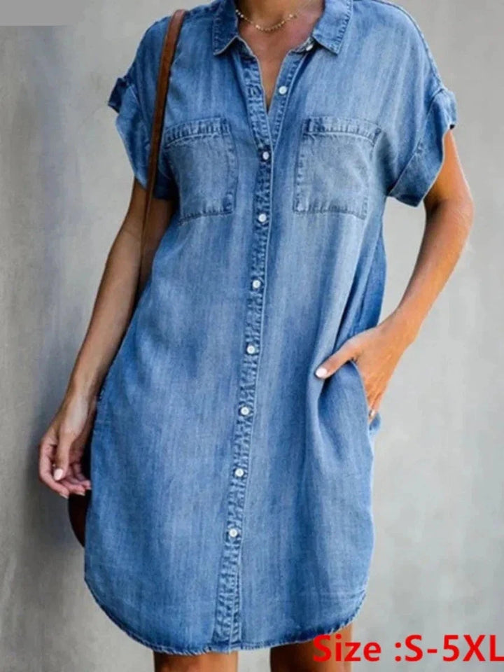 Casual Button Down Denim Dress 